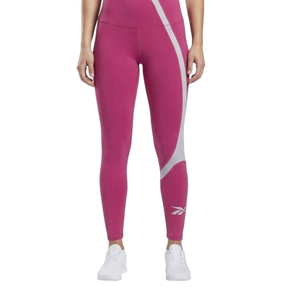 Reebok Speedwick Womens Medium Pink Grey High Rise Athletic Leggings Training